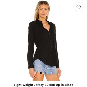 Bobi Light Weight Jersey Button Up in Black from REVOLVE | Size XS
